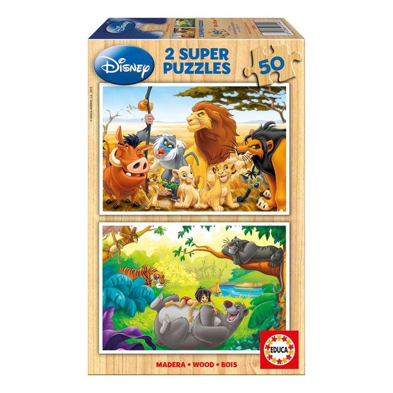 Educa puzzle madeira 2x50 animal friends