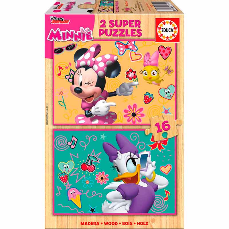 Educa puzzle madeira 2x16 Minnie Ajudantes Felizes