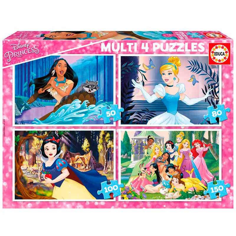 Multi 4 Puzzles Princesas Disney 50+80+100+150