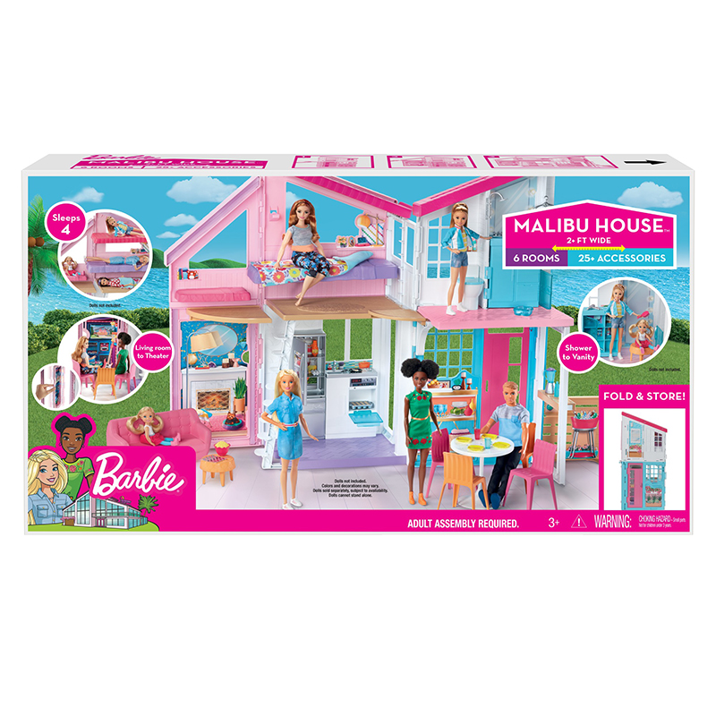 Barbie casa portátil com piscina, casa de bonecas