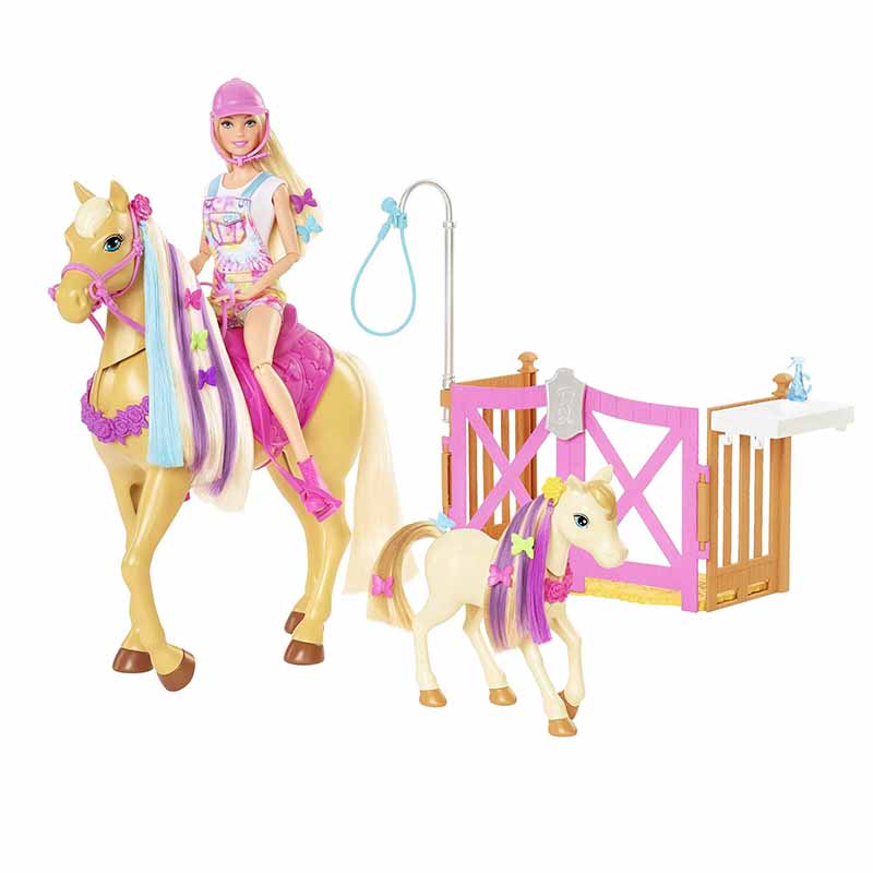 Barbie Doll & Horse Set com boneca loira em traje de Angola