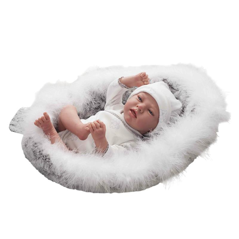 Bebé Reborn Noel 40 cm com alcofa e peluche