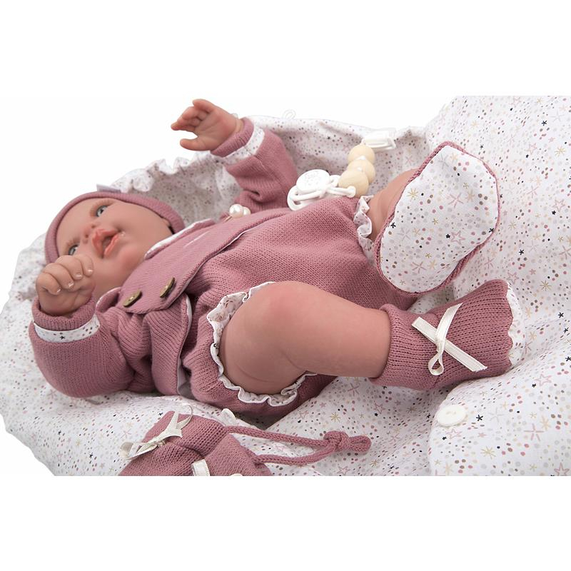 Boneca Bebé Reborn Realista, 38cm, com saco e 5 acessórios – O