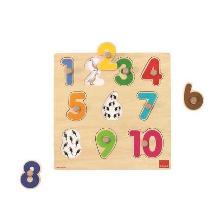 Puzzle de madeira números com pivôs