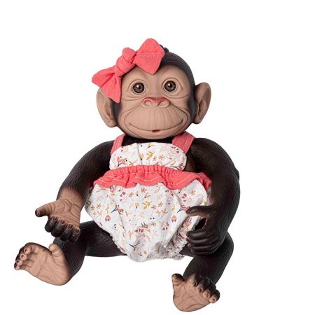 Bebé macaco reborn com macacão rosa