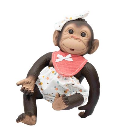 Bebé Macaco 25 cm com babete laranja