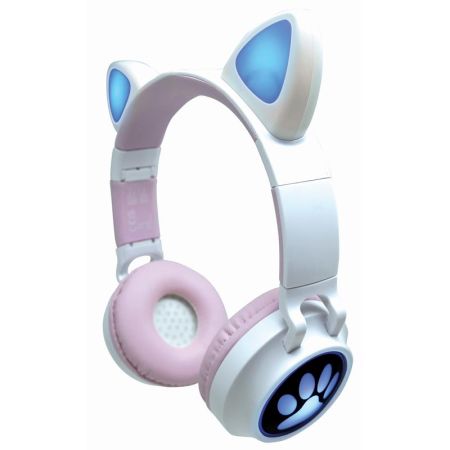 Headphones bluetooth com orelhas de gato e luzes