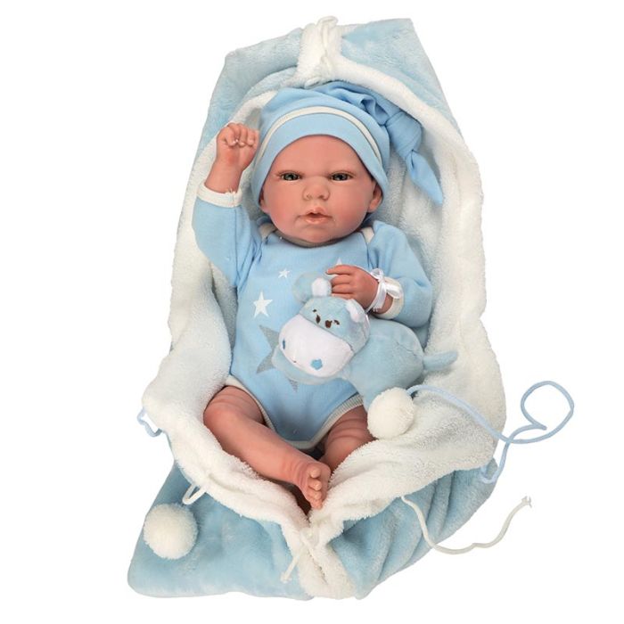 Comprar Bebé Reborn Tiago 40 cm c/ cobertor e ursinho de Arias