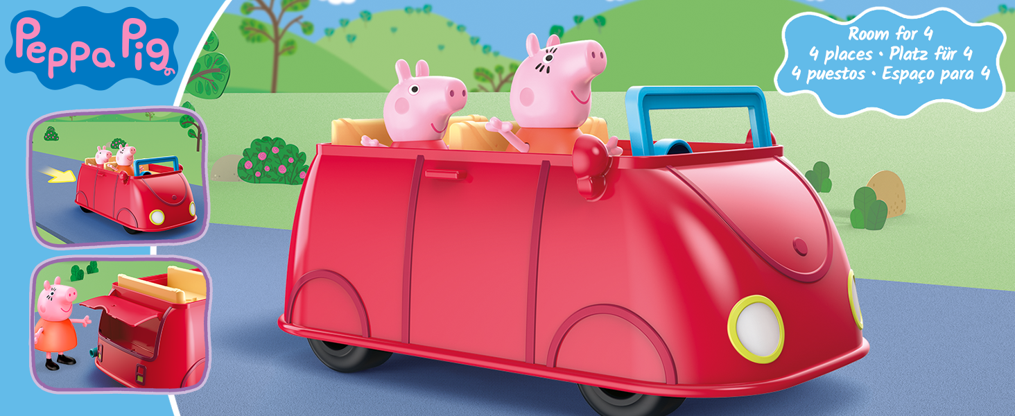 Peppa Pig o carro vermelho da familia da Peppa